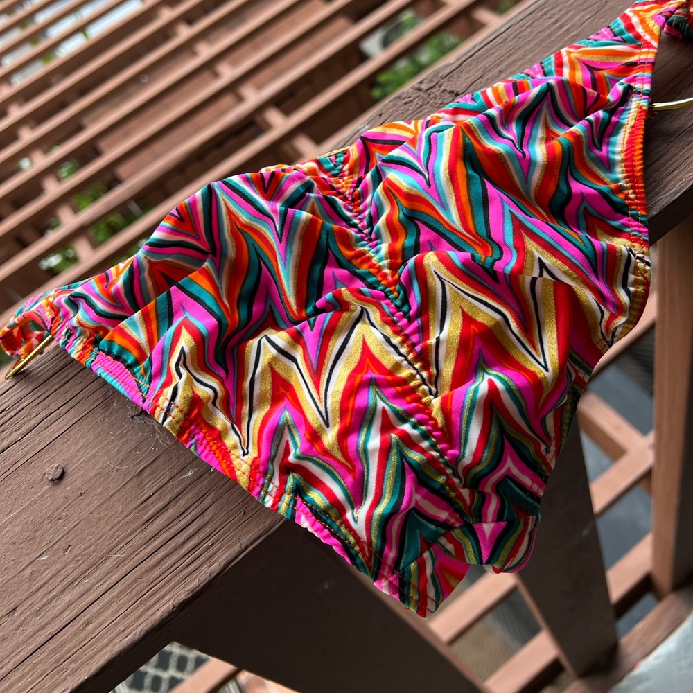 Lili Fama Bikini Bottom with Gold Circle Detail, Scrunch Seam Behind